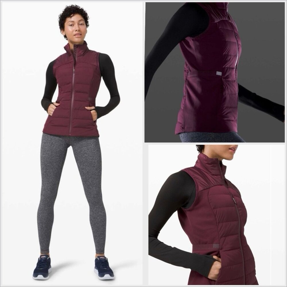 Lululemon Womens Vest Down For It All Goose Down Vest Size 8 D.Red 700 Fill $148 - Picture 2 of 13